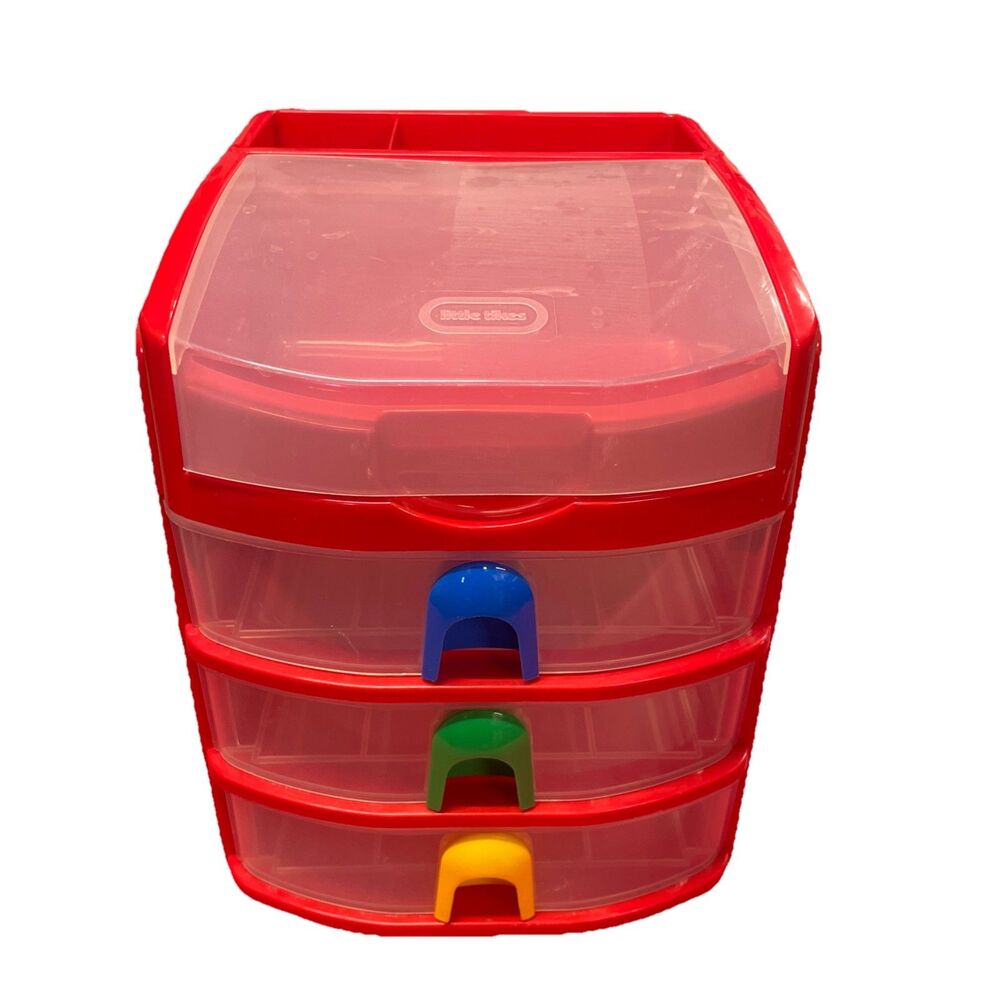 VTG 3 DRAWER DESK ORGANIZER STORAGE RUBBERMAID LITTLE TIKES Red Colorful Y2K
